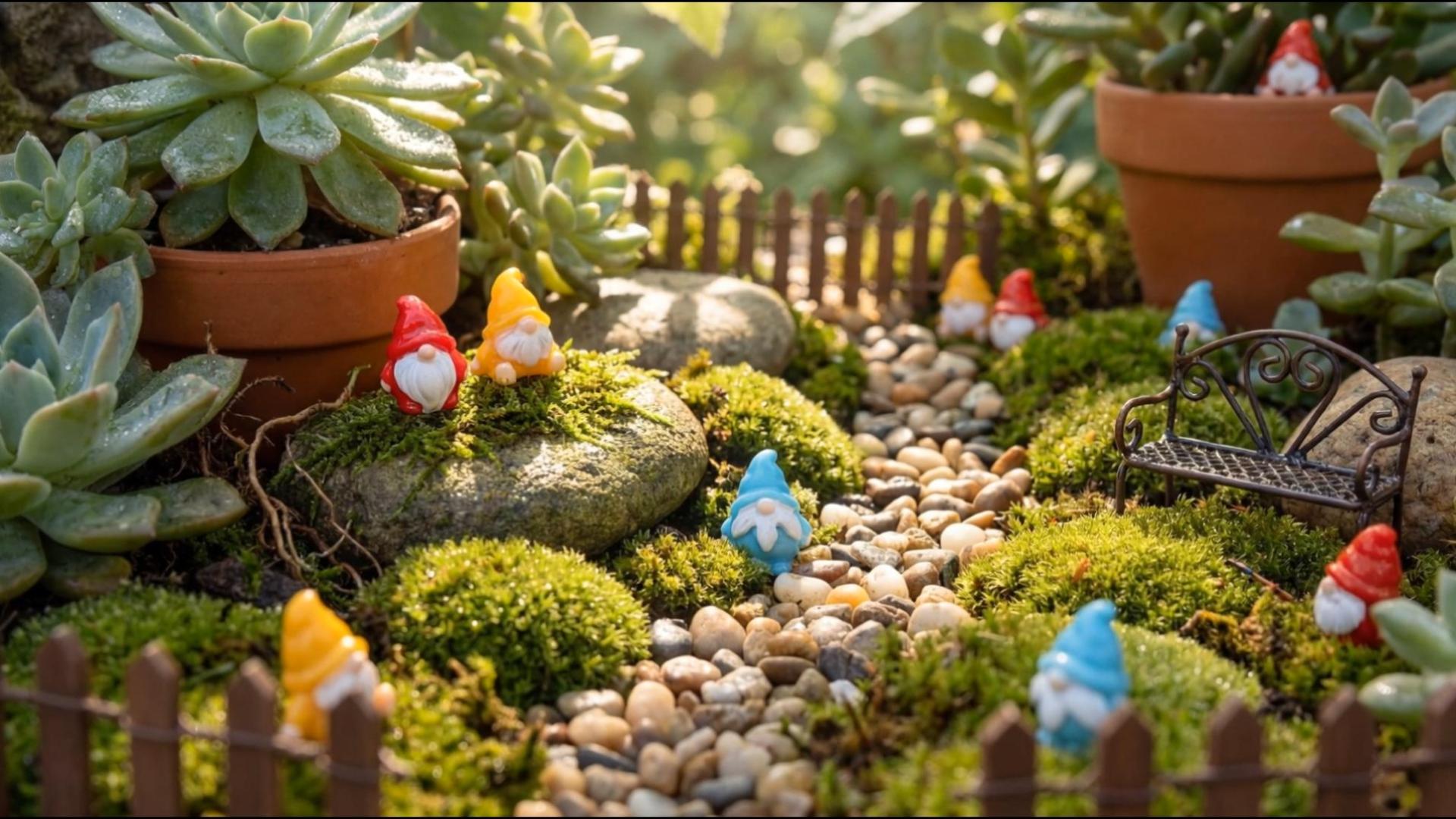 100 Figuras Mini Gnomos en Resina para Decoración miniatura 7