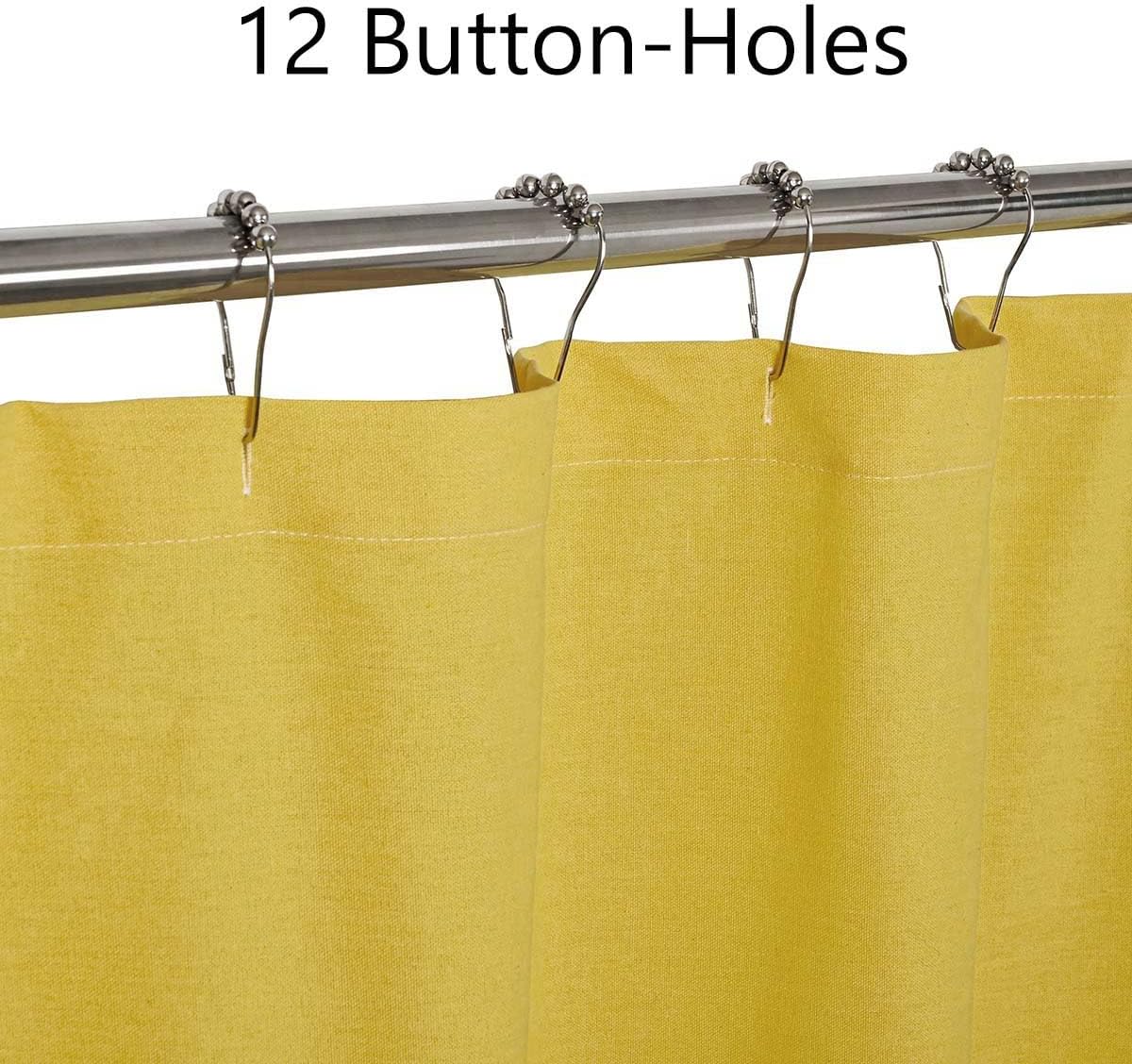 DOSLY IDÉES Farmhouse Yellow Shower Curtain,Bowknot,Cotton Blend Fabric,Pleated Yellow Stripe,Country Style,72x72 in