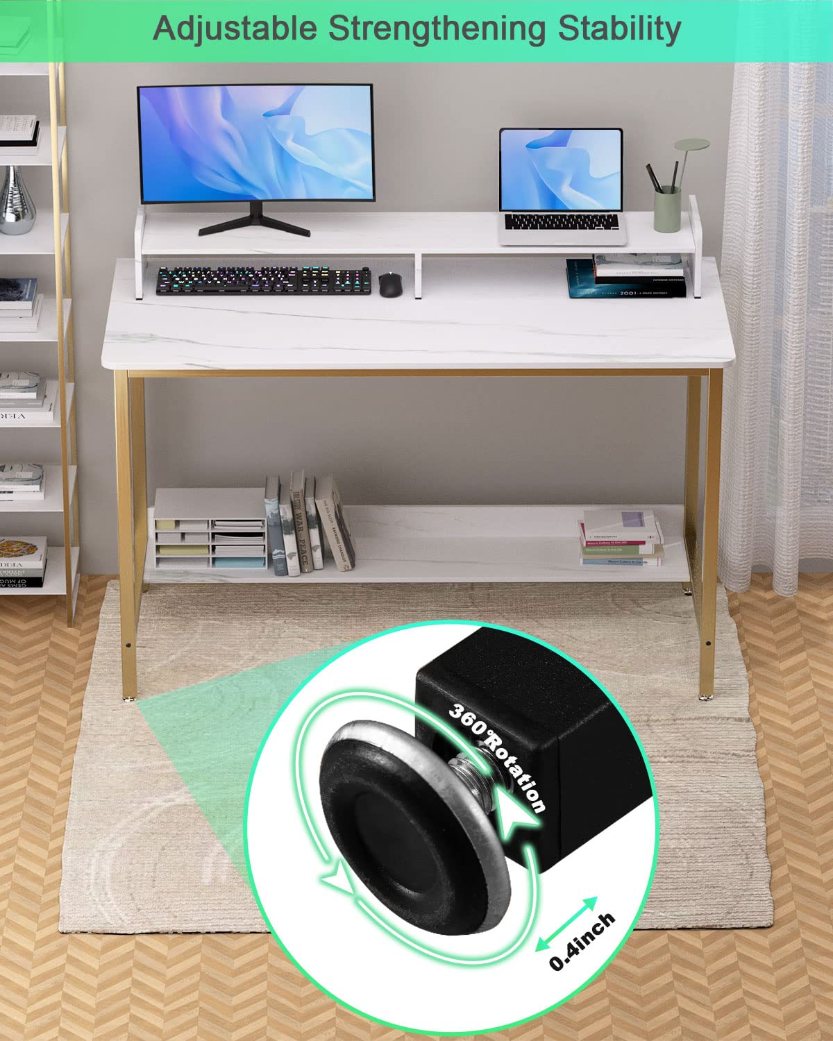 Amazon.co.jp: WOODYNLUX パソコンデスク 棚付き 43インチ ゲーミング