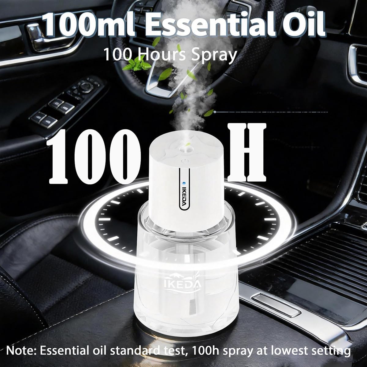 Smart Car Air Freshener,100ml Essential Oil Mist Aroma Machine, 3 Mode Mini Small Scent Spray for Truck & Car with Touch Switch, Automotive Aroma Diffuser for Gift(White, Milk-Aromas)
