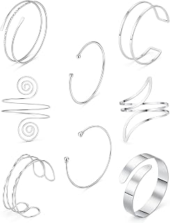 Arm Cuff Bracelet for Women Arm Layered Cuff Bangles Adjustable Coil Swirl Armlet ArmBand Stackable