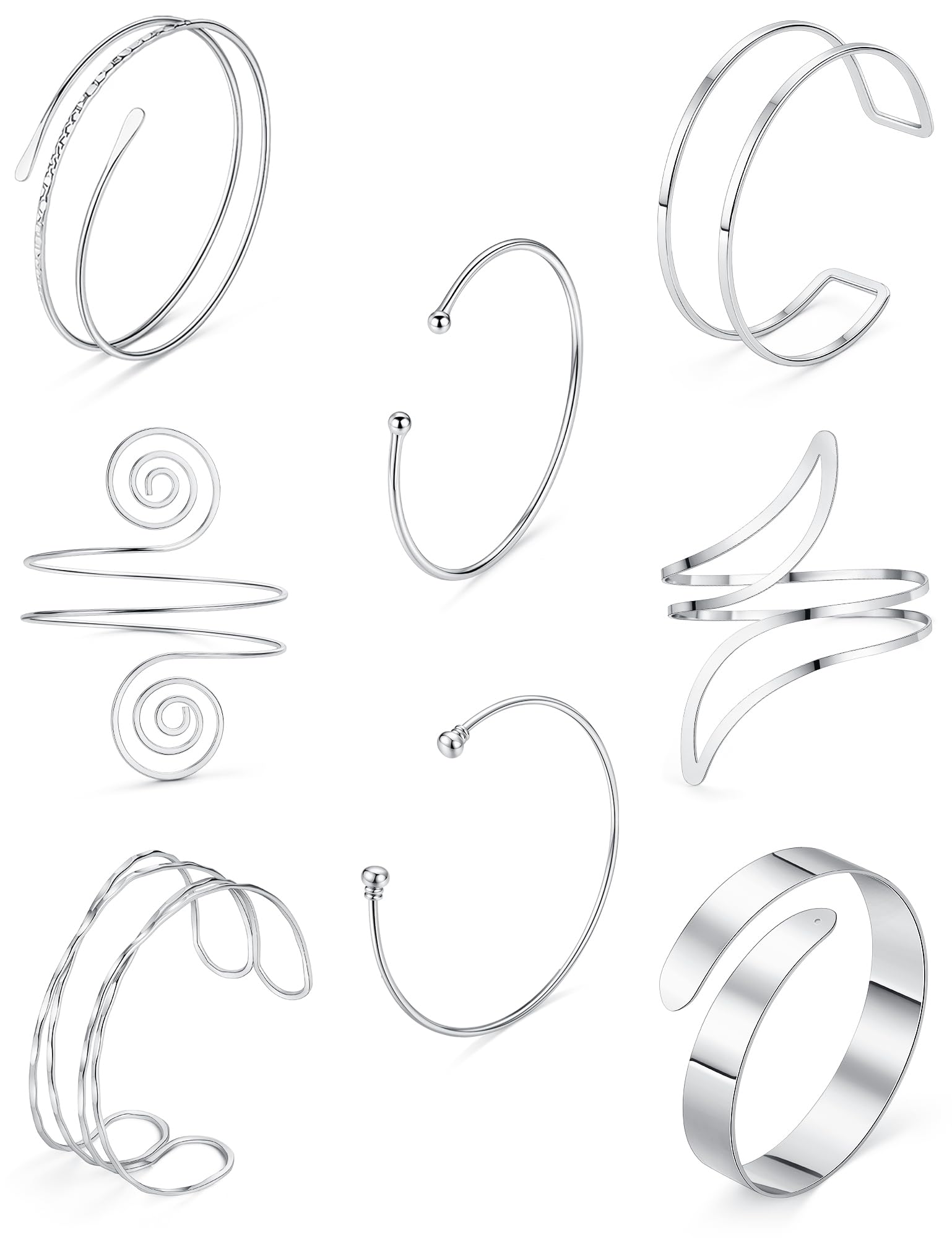 Arm Cuff Bracelet for Women Arm Layered Cuff Bangles Adjustable Coil Swirl Armlet ArmBand Stackable