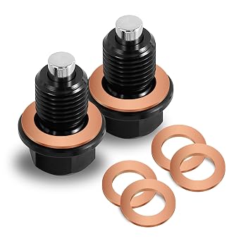 M14 x 1.5 Magnetic Aluminum Alloy Oil Drain Plug, Sump Drain Nut Bolt with 3 Copper Crush Washer Kit Compatible with Most Ford, Hyundai, KIA and Accord, Civic,Odyssey