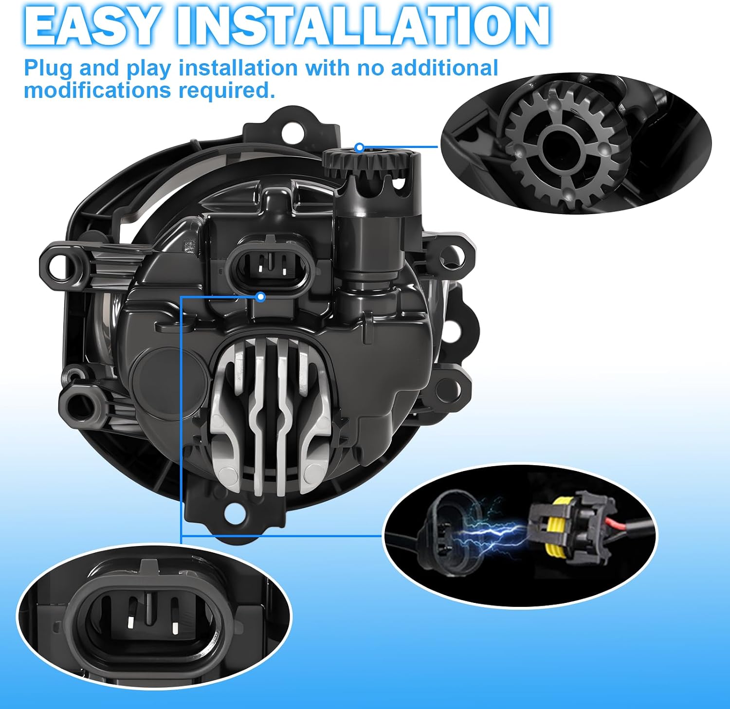 LED Fog Lights Compatible with 2006-2008 Toyota RAV4, Clear Lens Front Bumper Driving Fog Lamp Assembly, Full Replacement Fog Light Kit with Wiring Harness and Switch