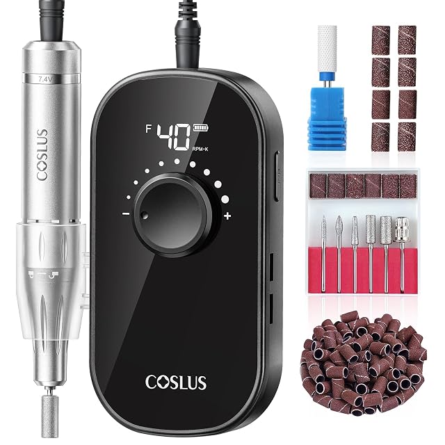 COSLUS YIINRG COSLUS E51 Professional Nail Drill Long-Lasting Electric Nail File, Black
