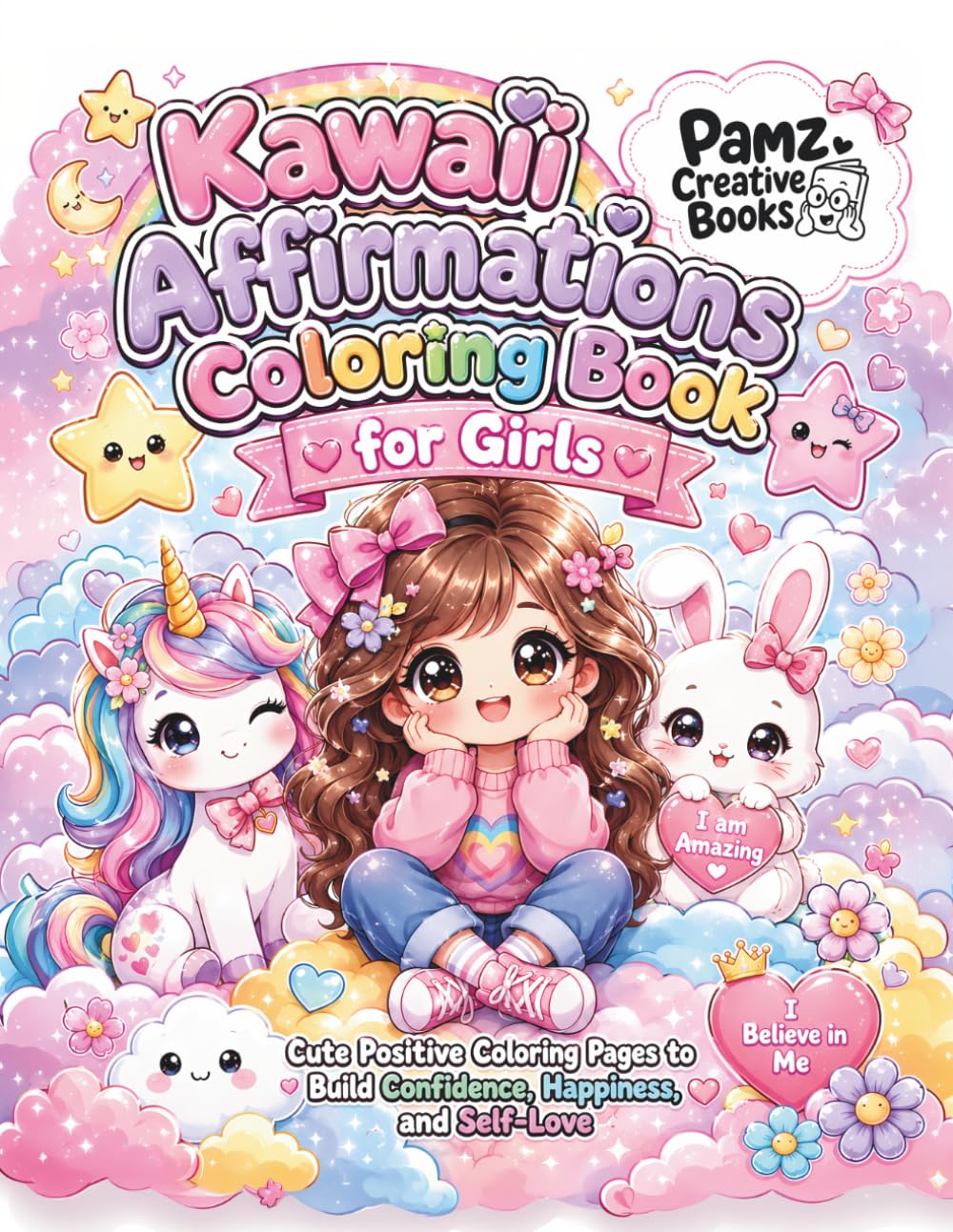 Kawaii Affirmations Coloring Book for Girls: Cute Positive Coloring Pages for Confidence, Self-Love & Happiness Ages 6–12: Fun and Easy Cute Coloring ... Inspire Confidence, Kindness, Creativity, an
