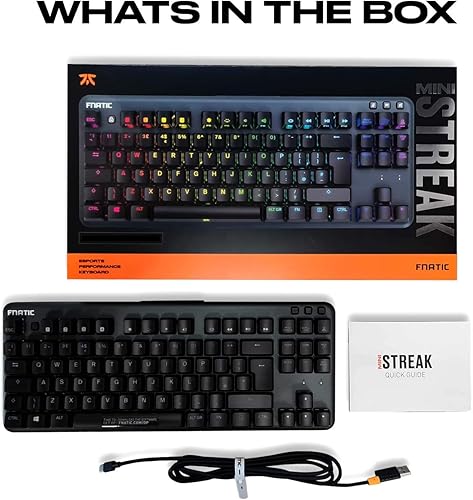 Miniatura 7 de Fnatic miniSTREAK Teclado mecánico TKL silencioso con retroiluminación LED RGB, interruptores rojos silenciosos MX Cherry, pequeño, compacto,