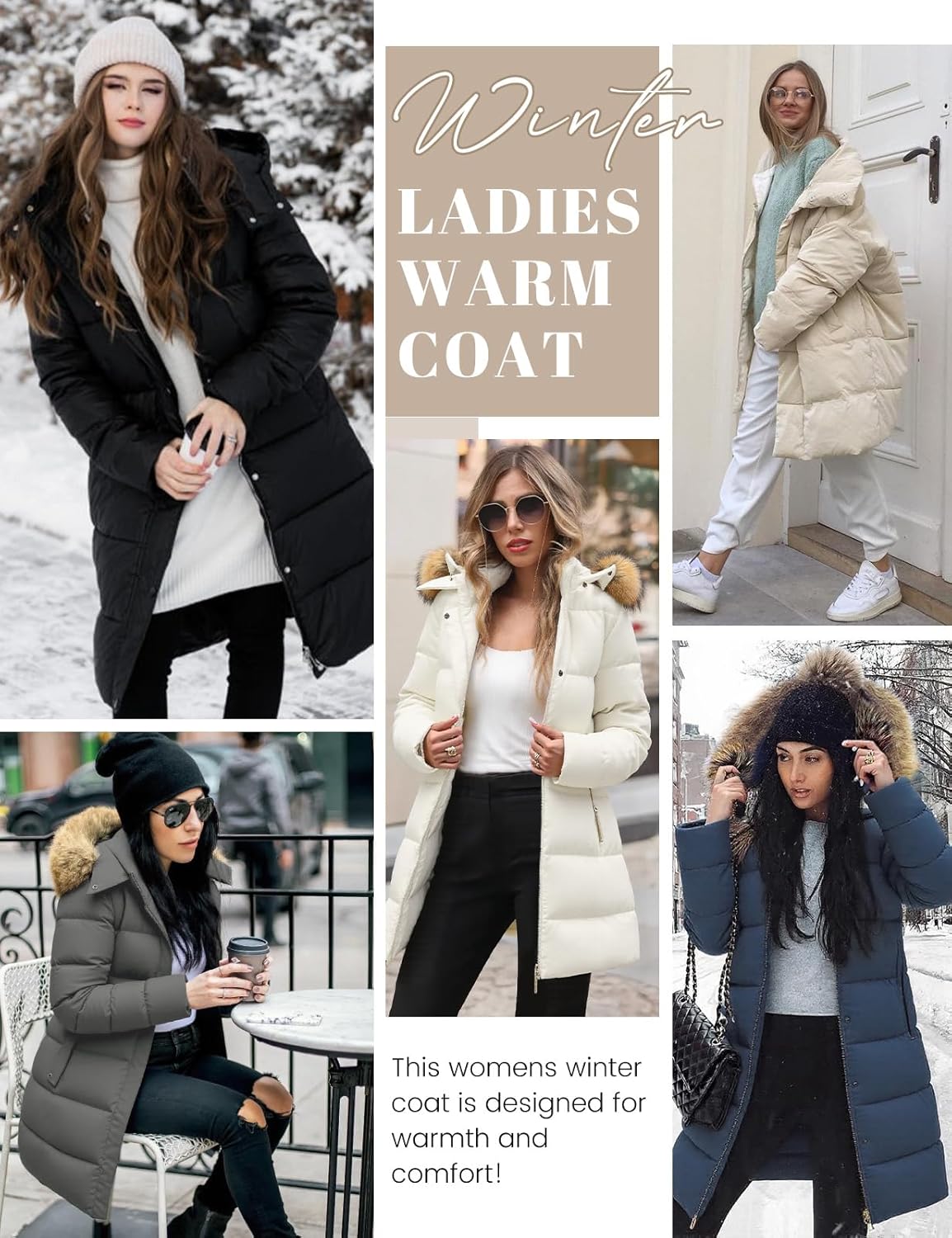 Wiepux Women's Long Winter Puffer Coat Warm Jacket with Faux Fur Removable Hood Windproof Parka Outwear - Image 5