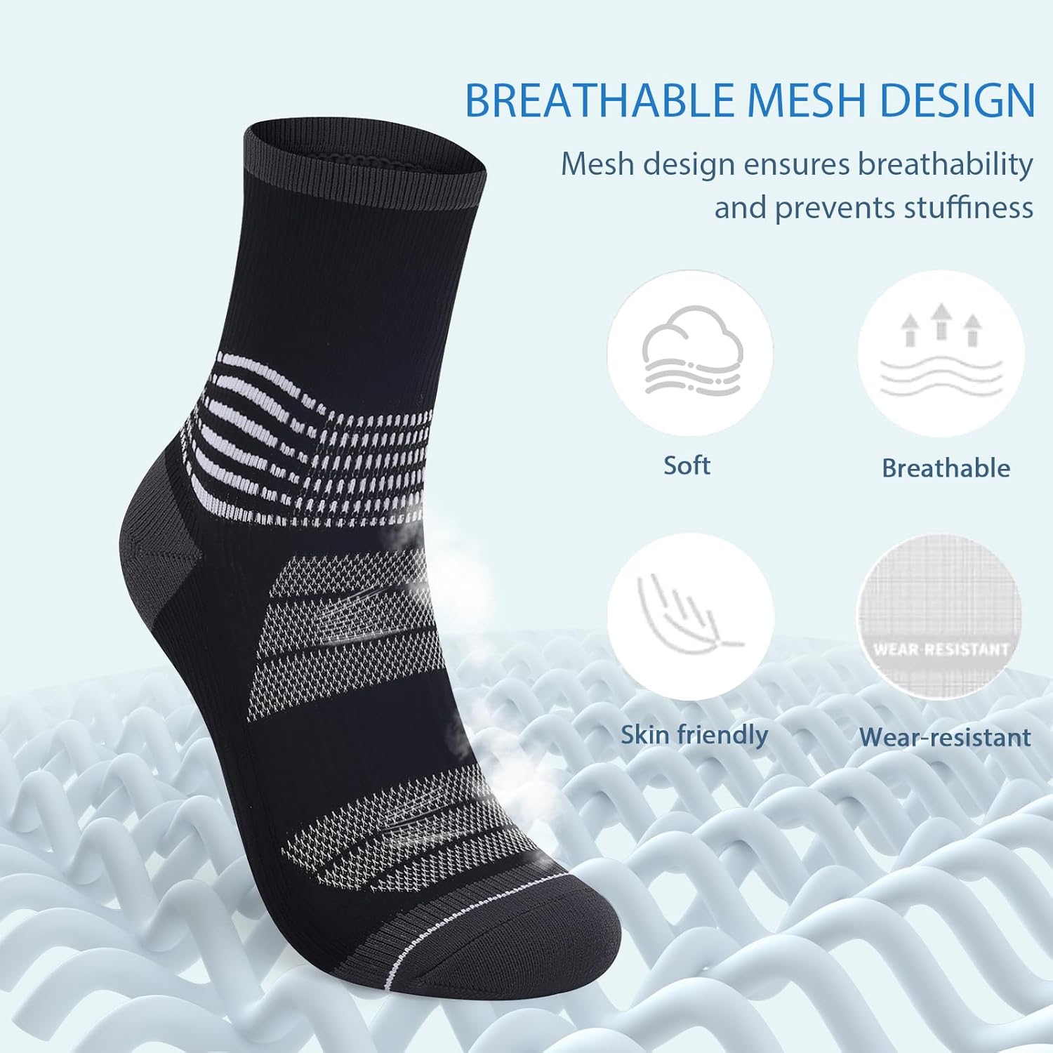 IRAMY Crew Compression Socks for Women Men with Ankle Arch Support Plantar Fasciitis Relief 3/6 Pairs - Image 4