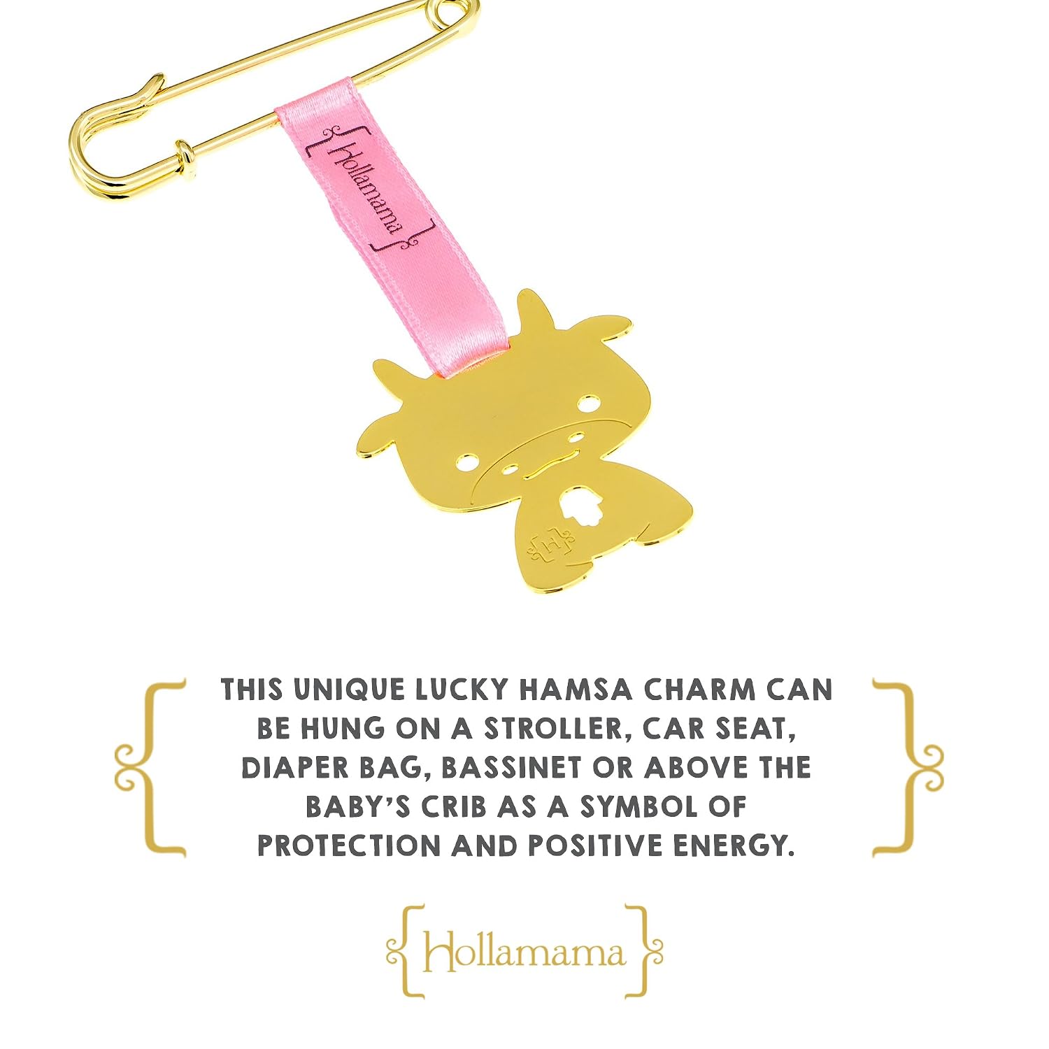 Hollamamma Turquoise Cow Baby Stroller Crib Charm Pin - Great for Girl & Boys