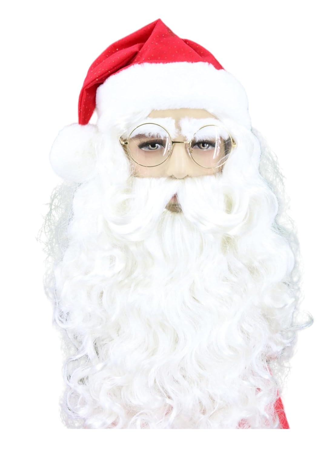 Santa Claus Beard and White Wig Santa Claus Classic White Beard and Hat Set for Christmas Party Cosplay Costume