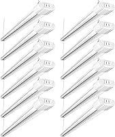 Vista 7 de BBOUNDER Paquete de 12 Luces LED Conectables para Taller con Reflector, Luz Diurna Súper Brillante de 5000K, 4400 LM, 4 Pies, Luminaria Integrada