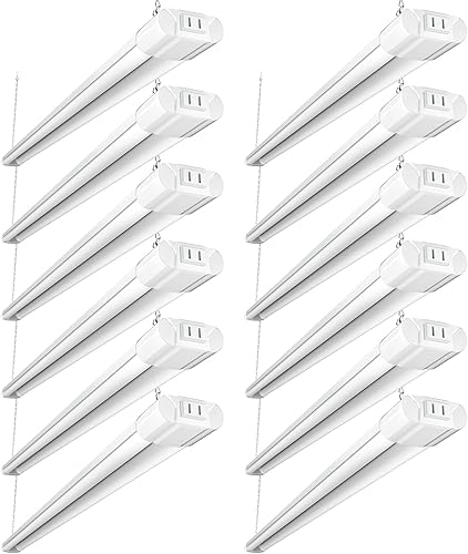 Vista 7 de BBOUNDER Paquete de 12 Luces LED Conectables para Taller con Reflector, Luz Diurna Súper Brillante de 5000K, 4400 LM, 4 Pies, Luminaria Integrada