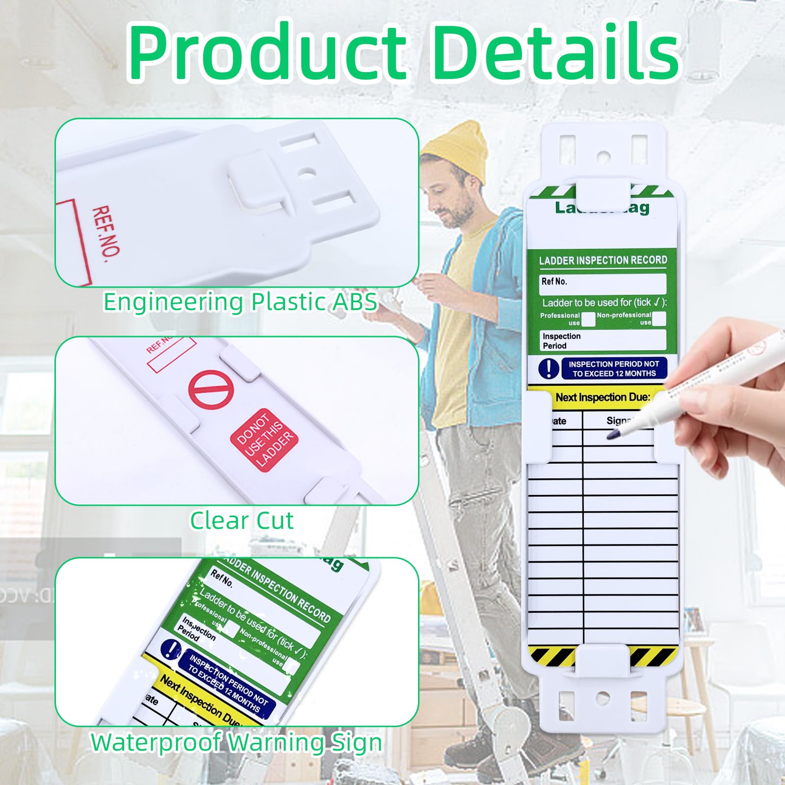 Ladder Tags, Waterproof Ladder Inspection Tags 5 Holders 10 Ladder ...