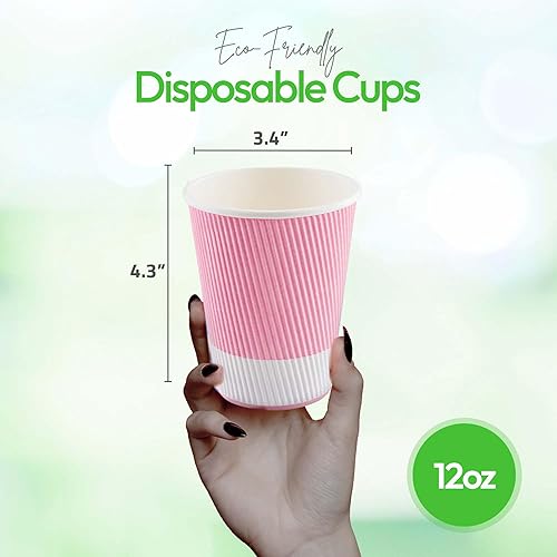Vista 254 de Vasos de café de papel aislado de pared corrugada, 8 oz, Anaranjado