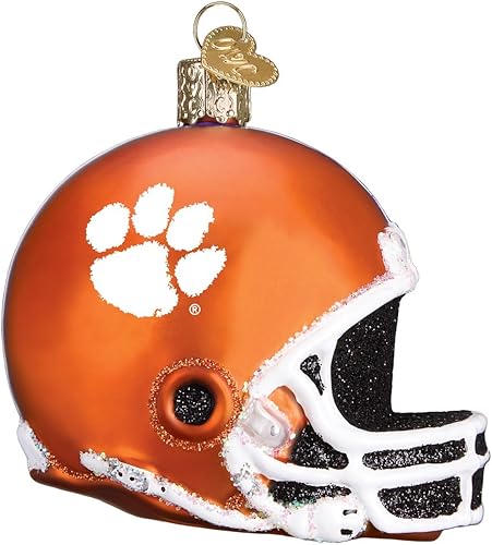 Miniatura 4 de Old World Christmas Clemenson University Tigers - Adornos de cristal soplado para capucha de árbol de Navidad, color naranja