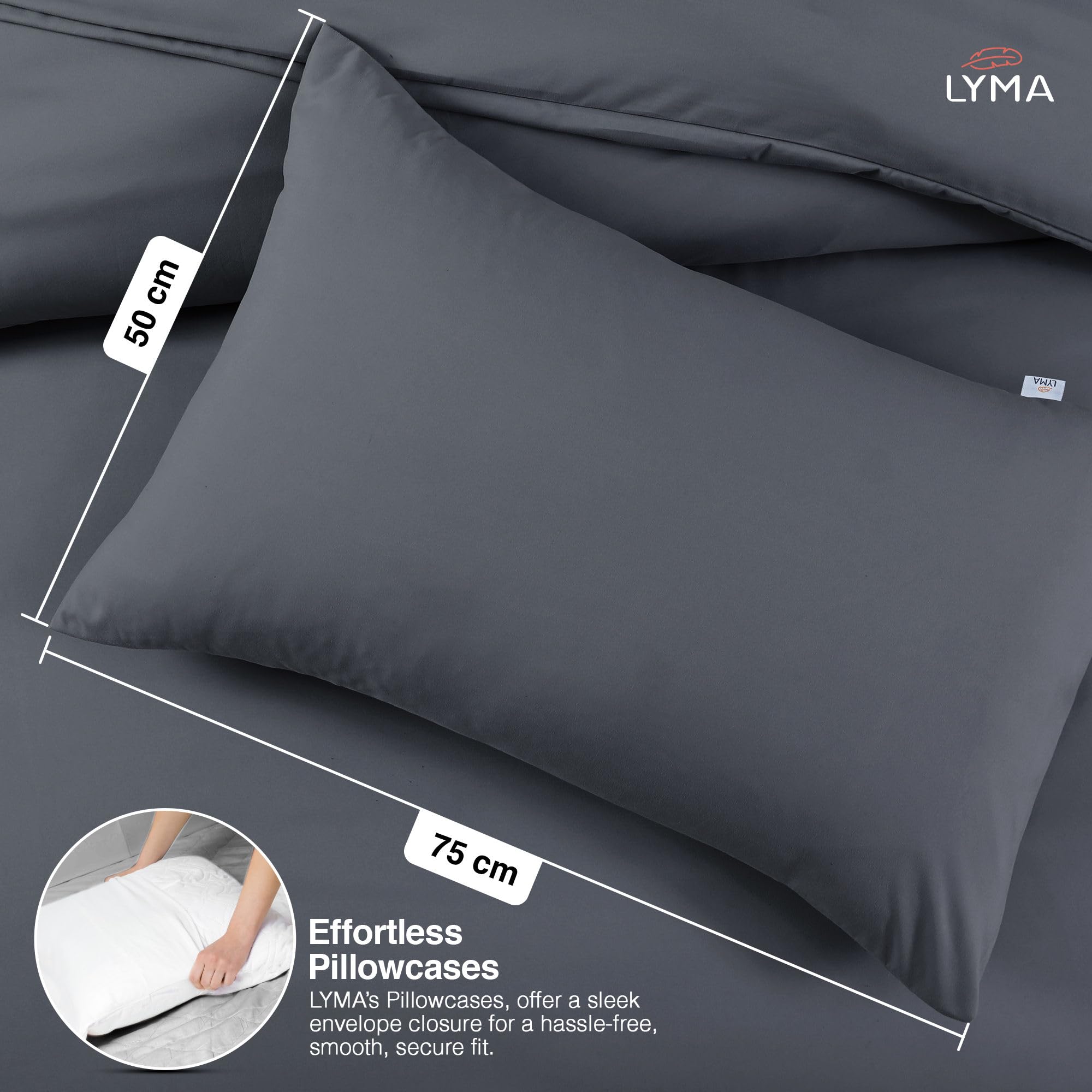 LYMA Pillow Cases Pack of 2 & 4,Ultra Soft Breathable Housewife & Oxford Cover - Image 4