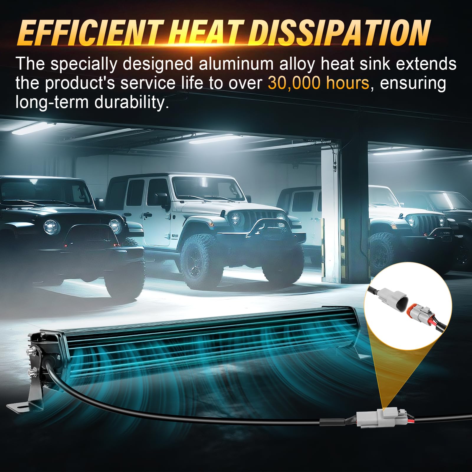 PICAA Barre LED, 34 Pulgadas 87cm 120W Spot Flood combo Barra de luz LED, Luz Diurna Ámbar (DRL), con Kit de Cableado 12V para SUV, Todoterreno, ATV, UTV, tractor, 4x4, coche