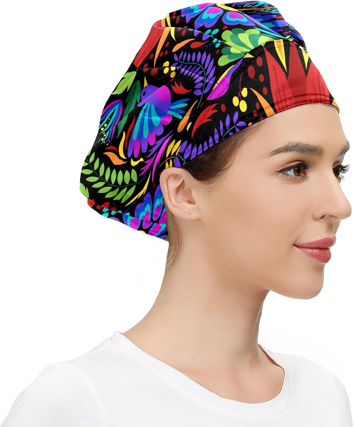 Women's Working Cap Purple Butterfly Adjustable Working Hats with Sweatband and Elastic Toggle Head Cover - Image 4