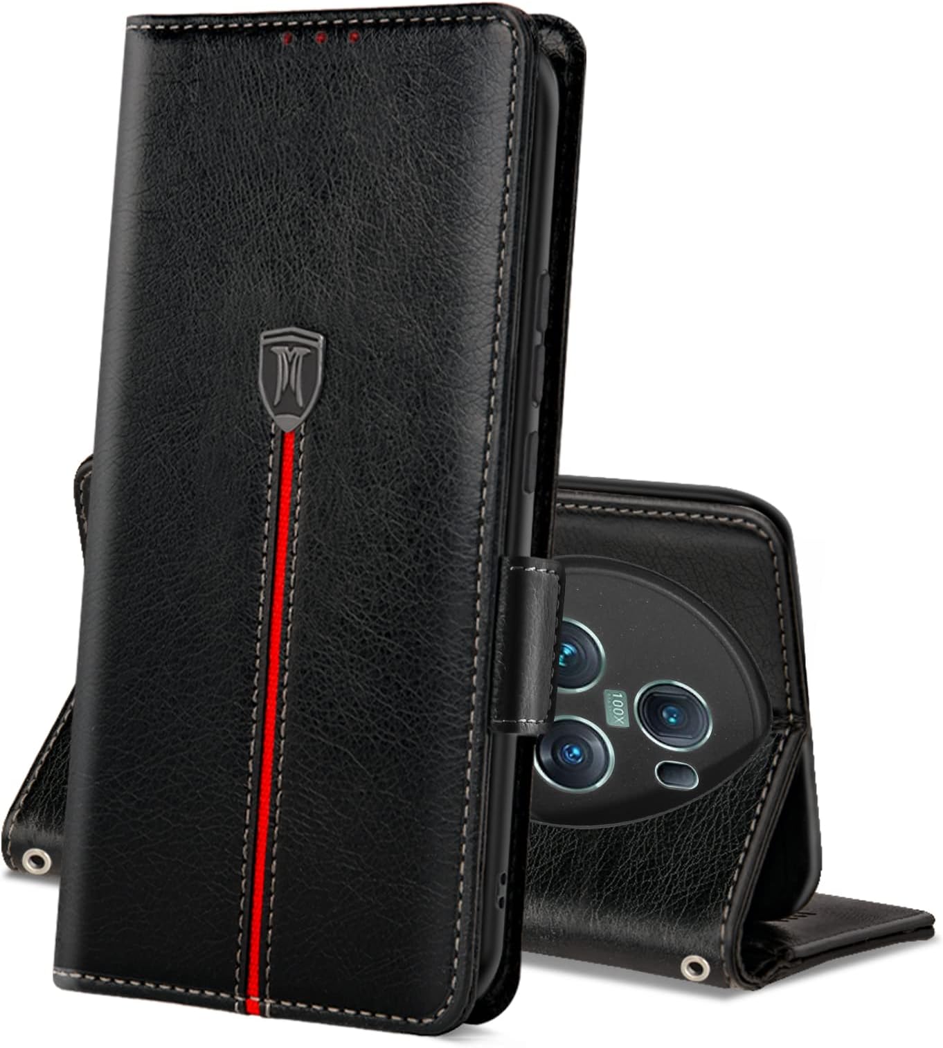 MAMA MOUTH Case for Honor Magic5 Pro 5G, Flip Magnetic Leather Case, Silicone TPU Bumper Book Flip Case, Card Slot Stand Case Wallet Cover, Anti-Shock Case for Honor Magic 5 Pro, Black