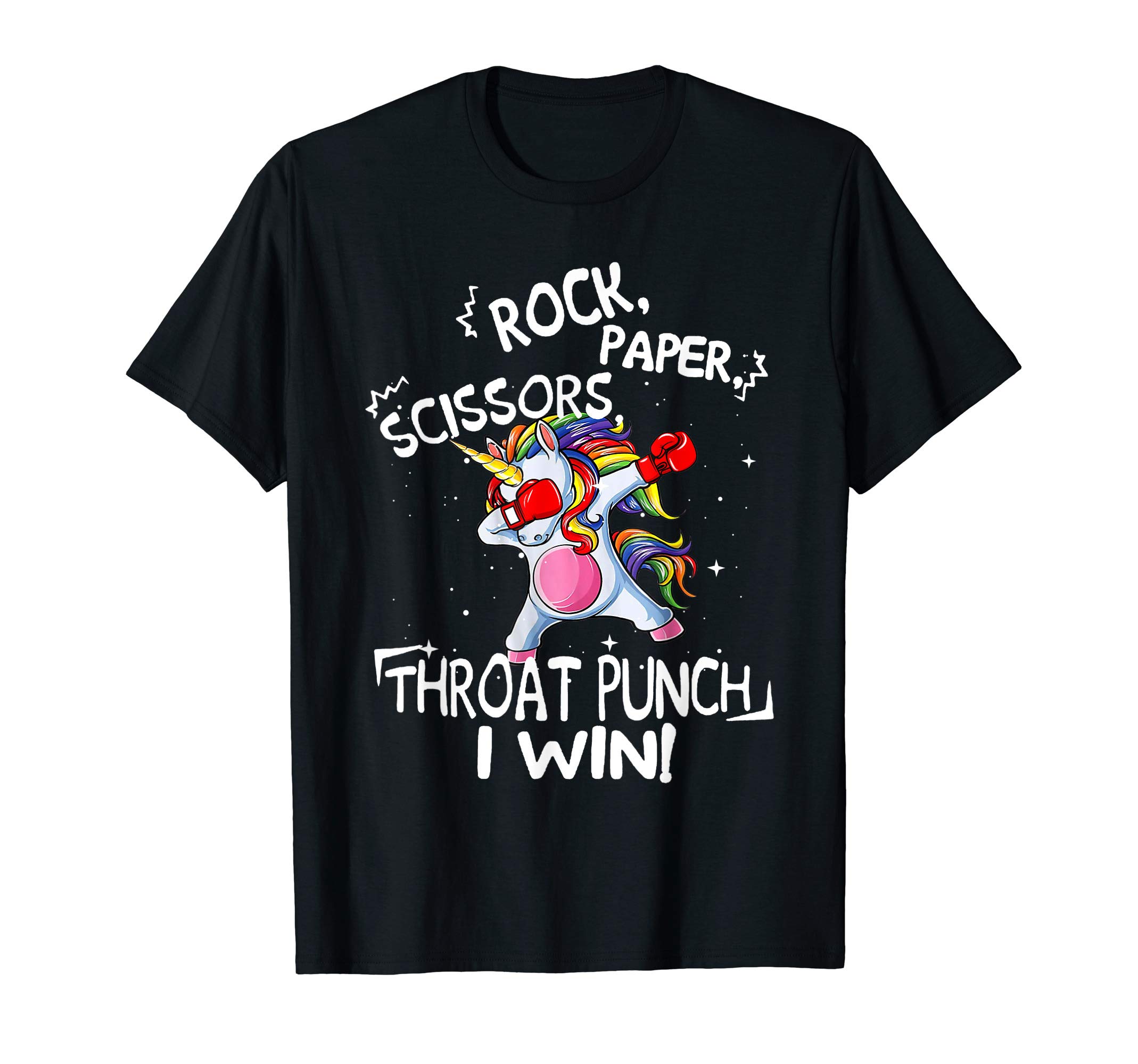 Cool Cute Unicorn Boxing Apparel Awesome Gift TeeRock Paper Scissors Throat Punch I win Unicorn Boxing T-ShirtOEKO-TEX STANDARD 100