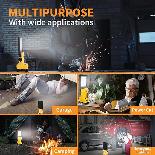 Miniatura 6 de Luces de trabajo LED inalámbricas para batería Dewalt de 18 V20 V, luces de inundación de 27 W y 2700 lúmenes, luz de trabajo debajo del capó con