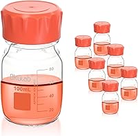 Vista 12 de Botellas redondas de almacenamiento de medios de 33.8 fl oz (34 onzas), vidrio de borosilicato 3.3, con tapones de rosca GL45 en material PP