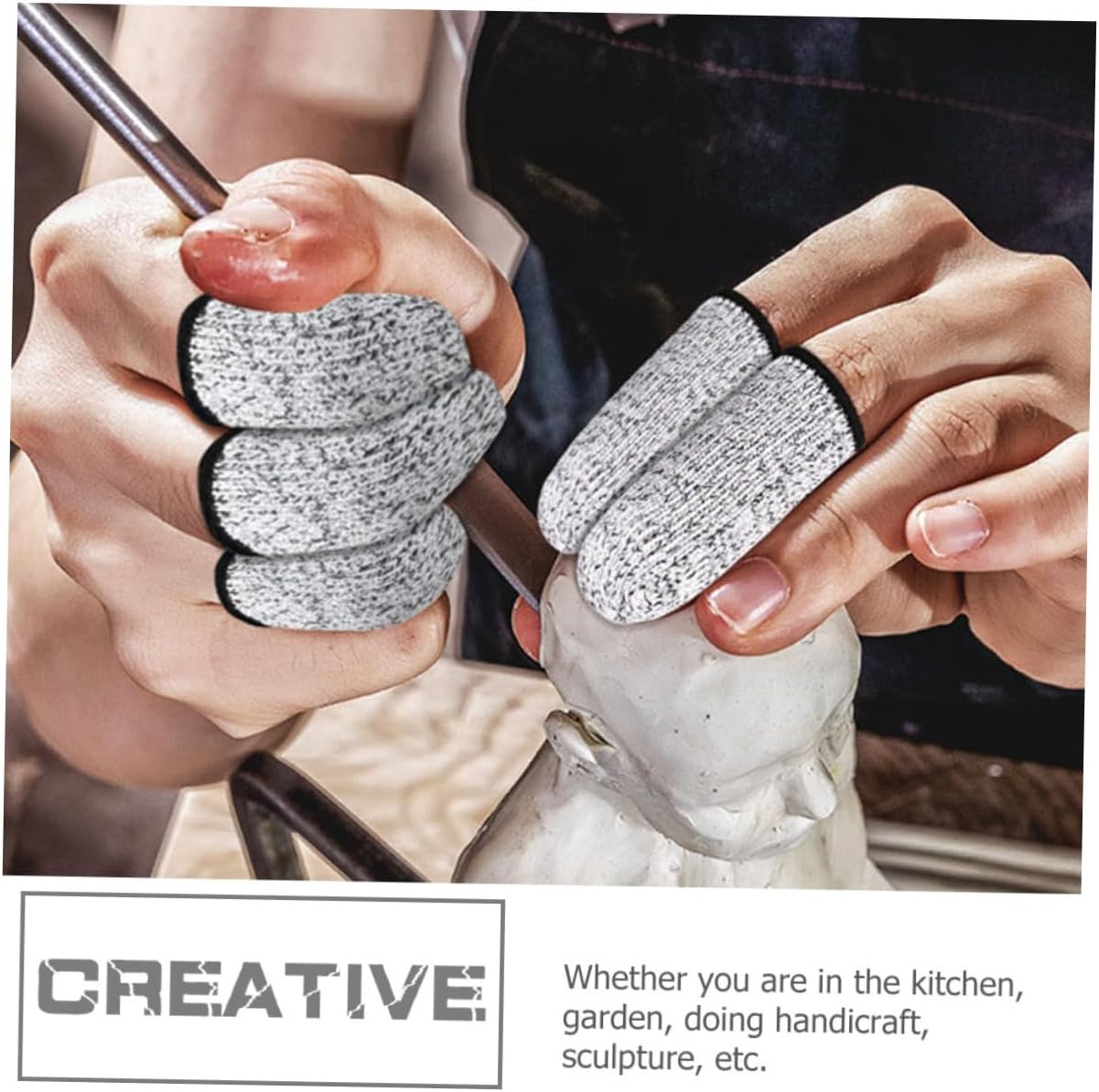 Mobestech Sets Protective Fingertip Sleeves Cut Resistant Finger Protectors Reusable for Men Comfortable Material for Kitchen Garden Craft Work Pairs