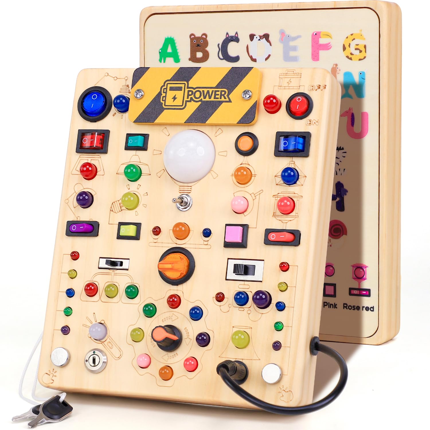 Amazon.com: Busy Board with 19 LED Light Switches, Montessori Toys