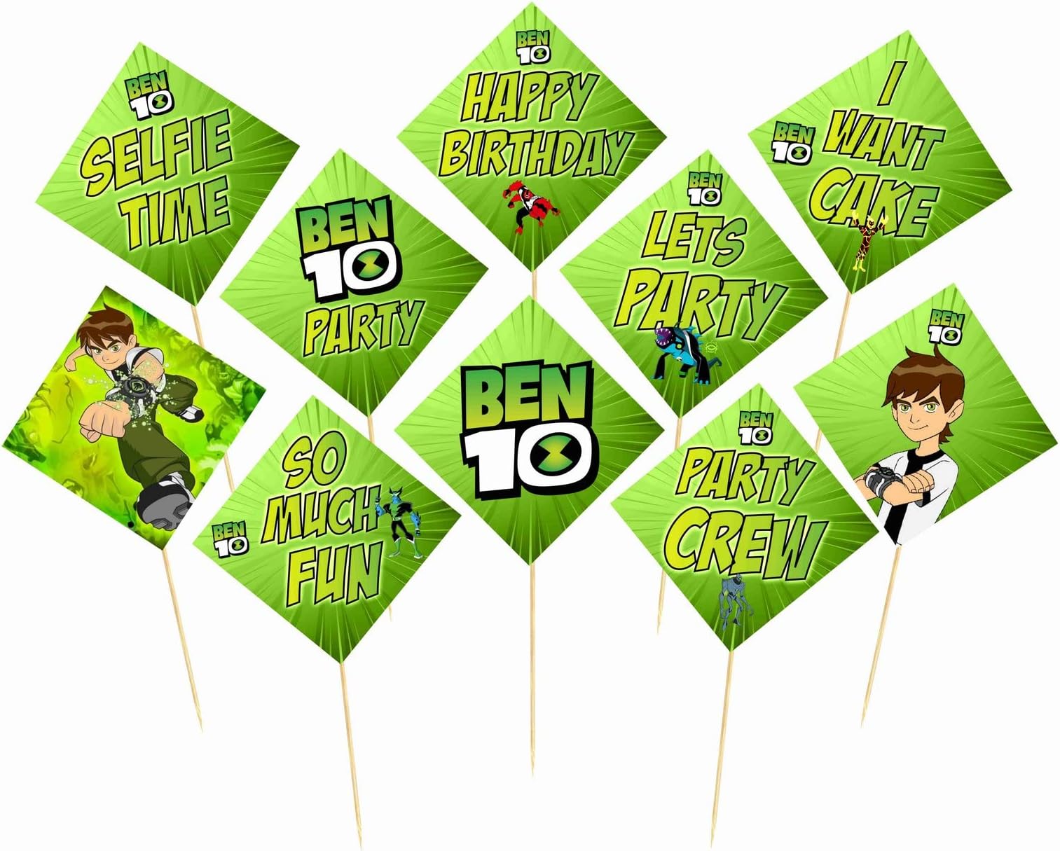 Partyzon 10 Birthday Photo Booth Party Props 10 Theme Birthday Party Decoration Photo Booth Party Item for Adults and Kids (Pack of 10) Multicolor