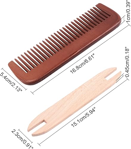 Miniatura 2 de NBEADS Kit de herramientas de tejido, incluye 1 lanzadera de telares de madera y 1 pieza de accesorios de máquina de telar de peine de madera para