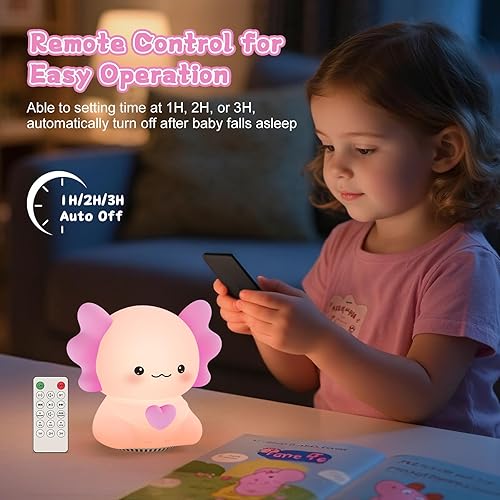 Miniatura 7 de Luz nocturna para niños con altavoz inalámbrico, portátil de 7 colores, lámpara de noche de tacto cálido regulable con control remoto, máquina de