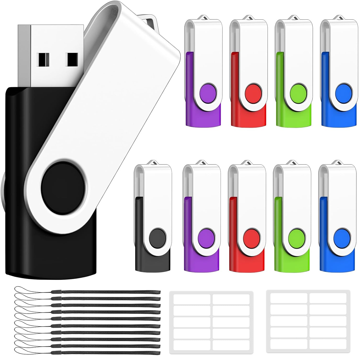 128MB (NOT 128G) Bulk Flash Drives 10 Pack, USB 2.0 Thumb Drive USB Stick