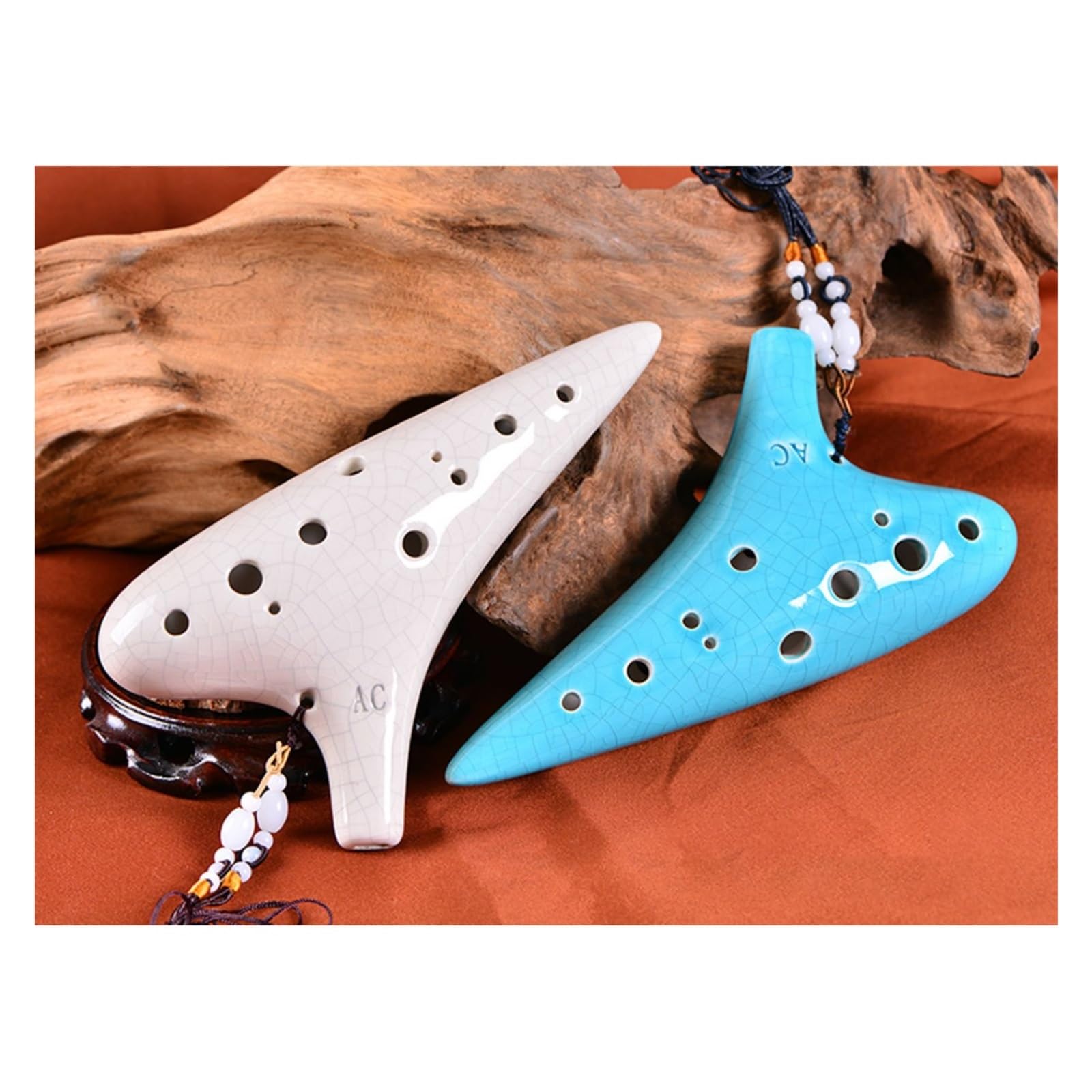 Ocarina Professionale Ice Crack Craft Ocarina 12 Fori AC Tune Ocarina Per Principianti Con Prestazioni Professionali(Blue)