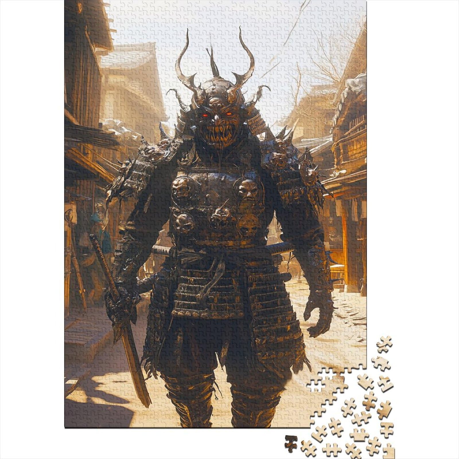 1000 Piece Jigsaw Puzzles for Adults Samurai-Japan Jigsaw Puzzle for Adults Family Decoration Wood Puzzle Birthday Party Gift Toy for Men Women Elders Seniors 1000pcs (75x50cm)