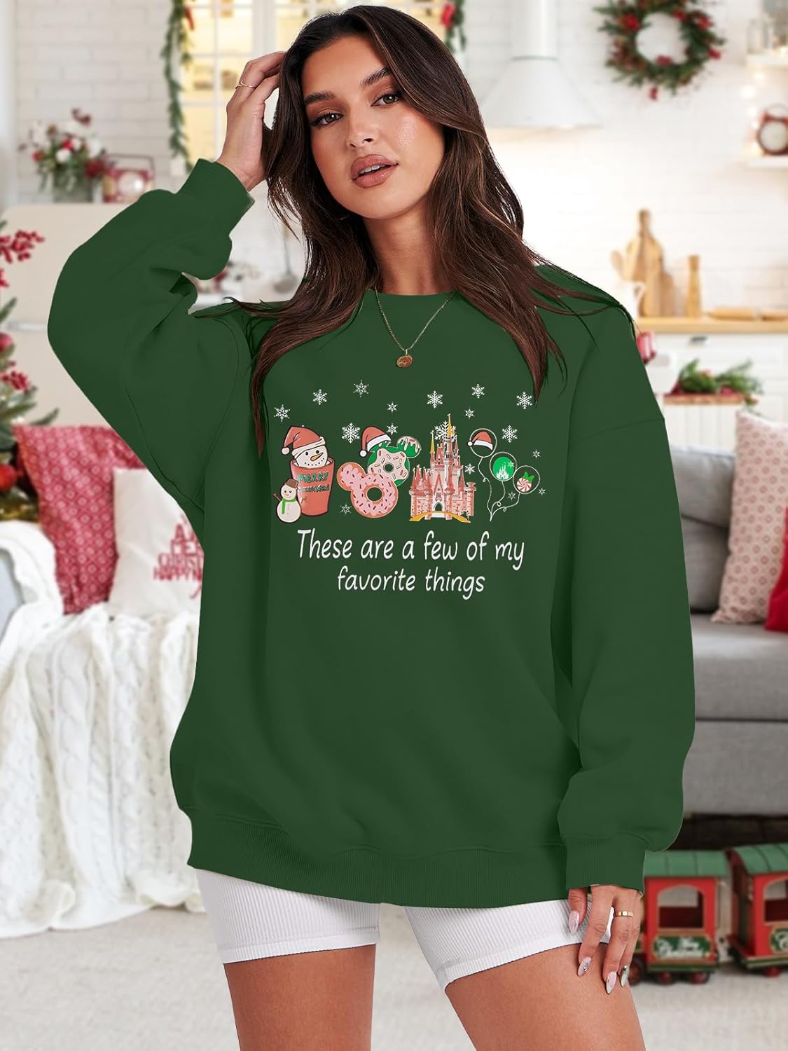 MYHALF Christmas Sweatshirt Women Xmas Shirts: Oversized Merry Christmas Crewneck Sweater Funny Magical Snowman Graphic Tops - Image 3
