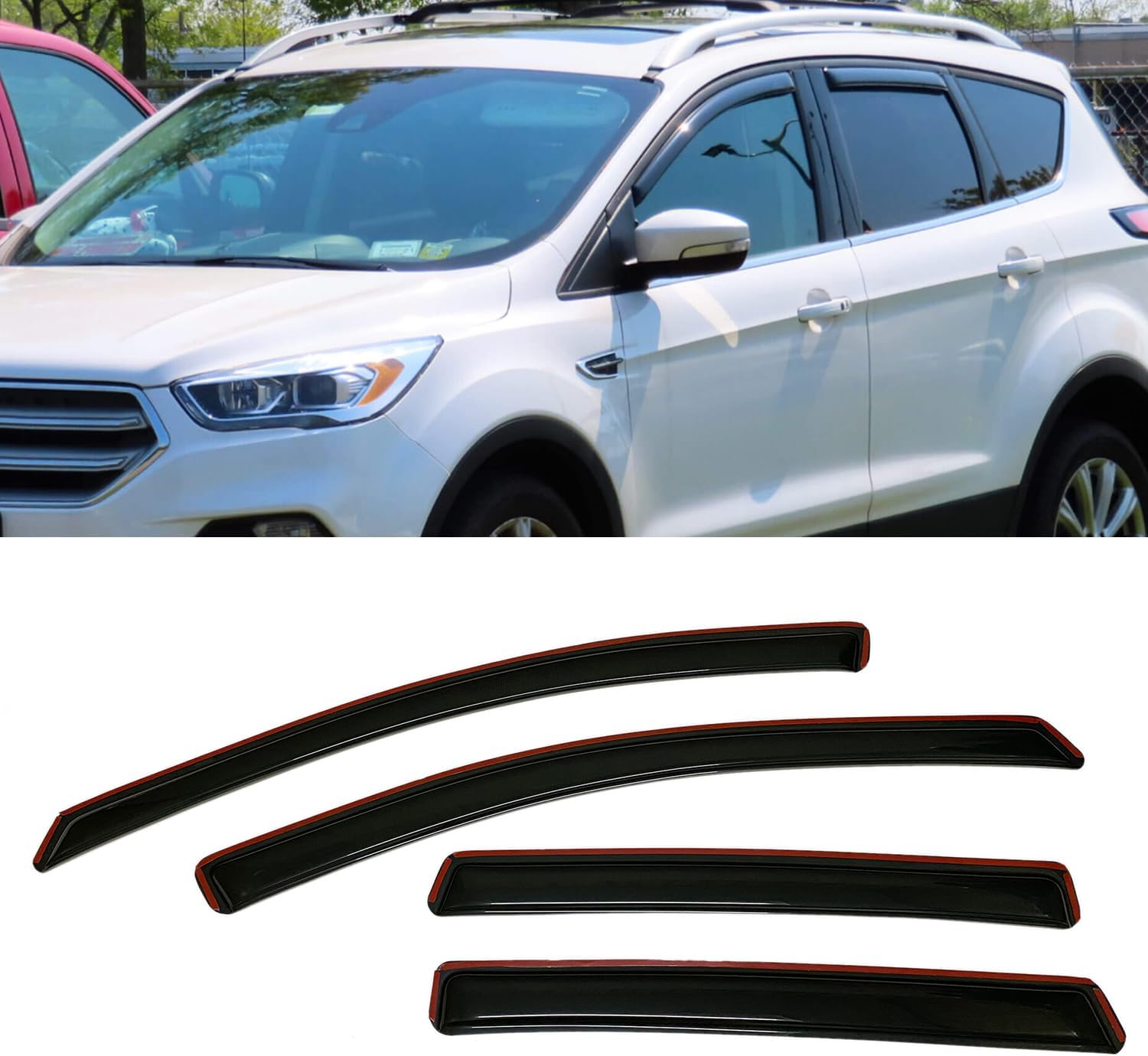 in-Channel Style Smoke Window Sun Rain Visors Vent Guard Shade Compatible with Ford Escape 2013-2019
