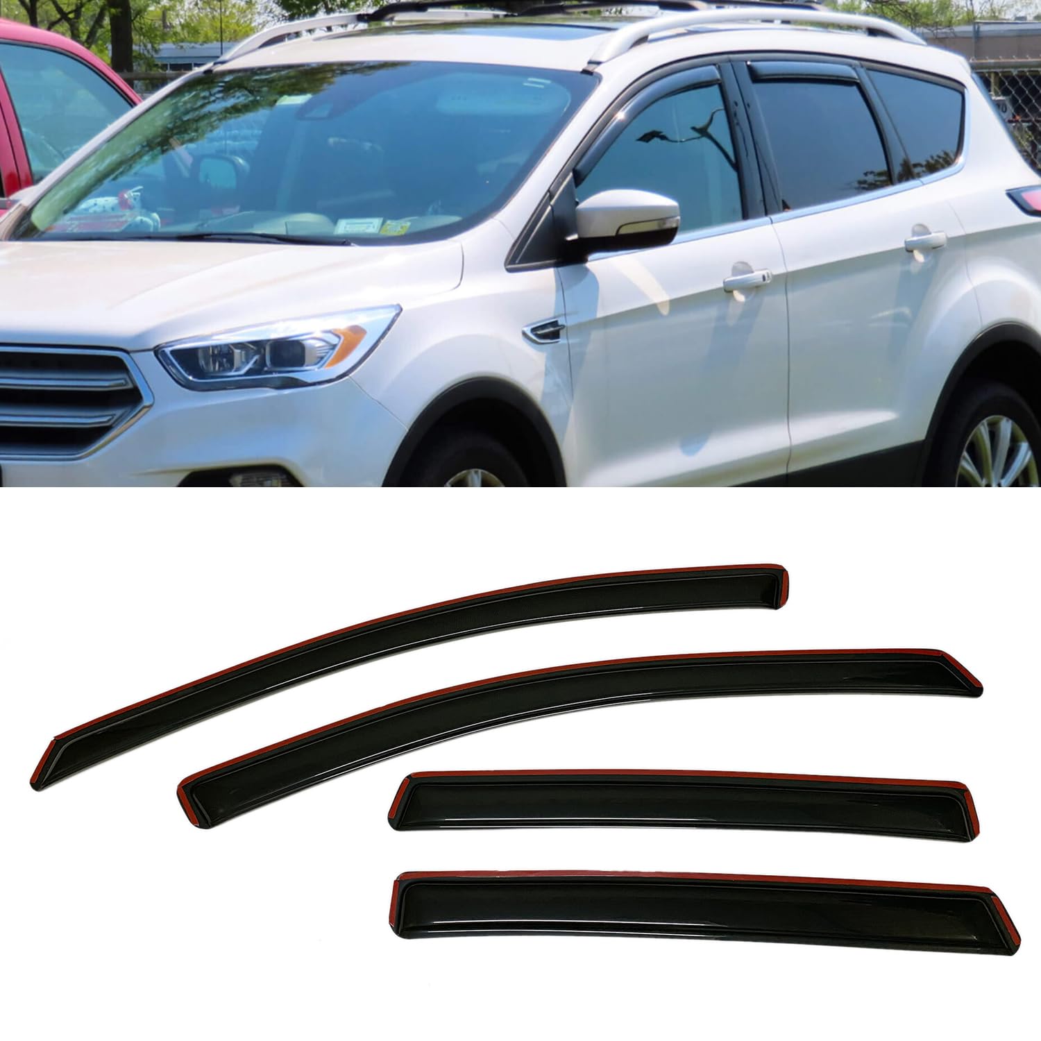 in-Channel Style Smoke Window Sun Rain Visors Vent Guard Shade Compatible with Ford Escape 2013-2019