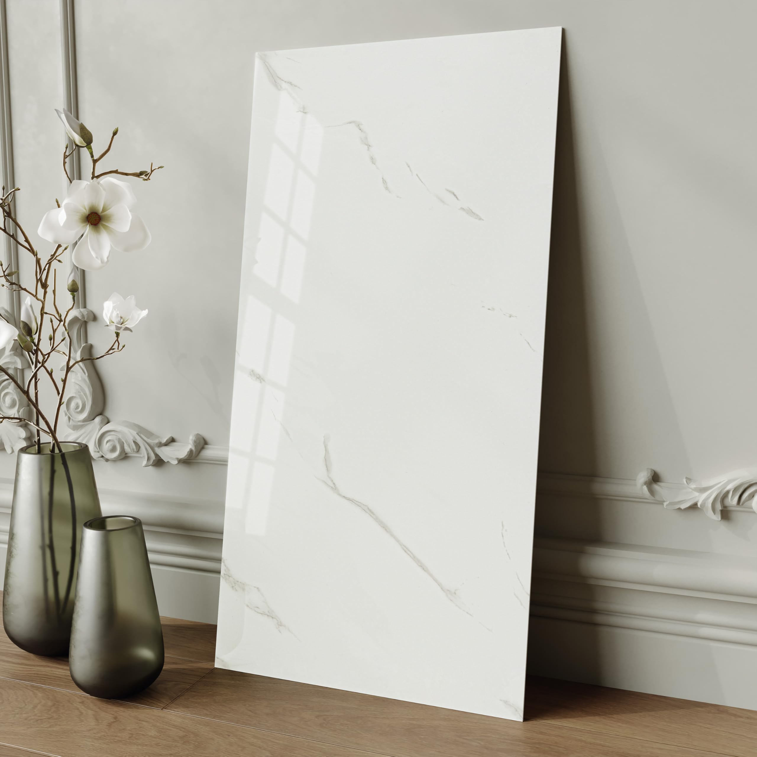 Hode 60x30cm Piastrelle Adesive Bagno Cucina Muro Bianco 10 Pezzi, Effetto Marmo Mattoni Stile Paraschizzi Adesive per Parete PVC Impermeabile Autoadesivo (MarmoBianco)