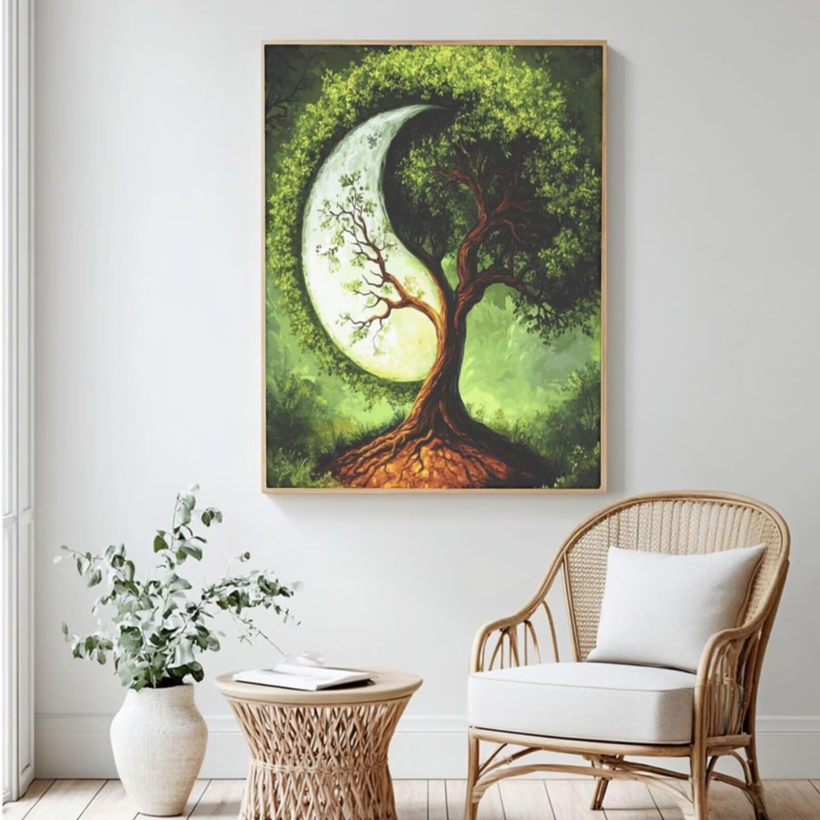 Malen nach Zahlen, Malen-nach-Zahlen-Set für Erwachsene, Motiv: Baum des Lebens, Malen nach Zahlen für Anfänger, Acryl, Ölgemälde, Kunst, Bastelsets für Wanddekoration – (60 x 90 cm, rahmenlos) MK432