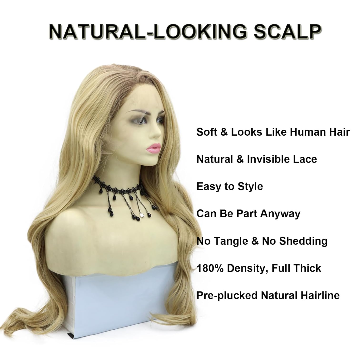 Honey Blond Lace Front Wigs for Women Long Wavy Blonde Synthetic Lace Front Wig Ombre Highlight Hd Lace Frontal Wigs Pre Plucked 24 Inch Body Wave Real Hair Glueless Heat Resistant Daily Wear Use