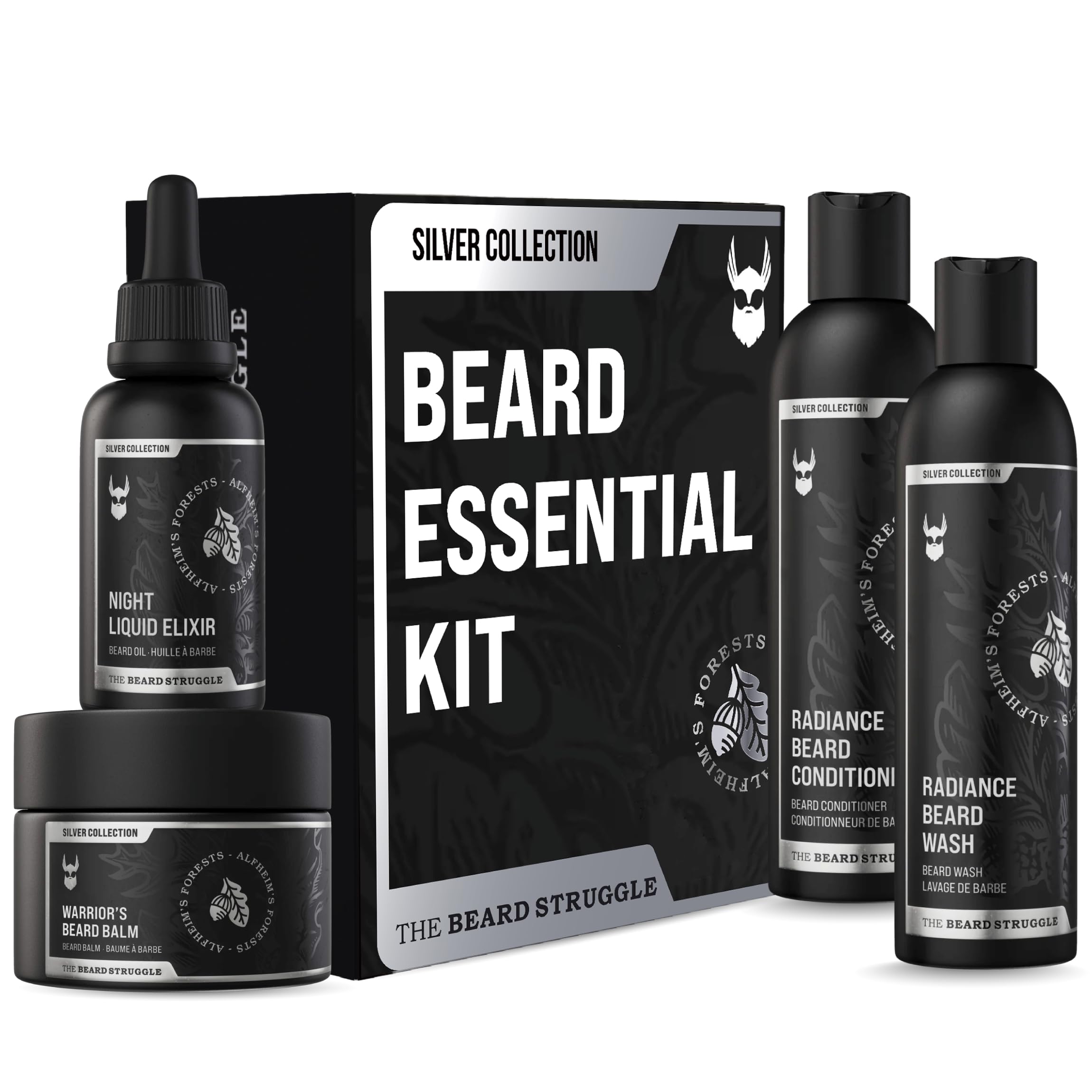 The Beard StruggleKit for Men - Silver Collection Alfheim's Forests - Balm, Oil, Wash & Conditioner