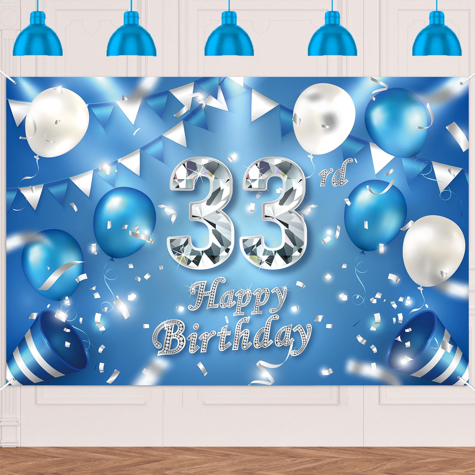 Happy 33rd Birthday Door Banner - Cartello per portico, colore