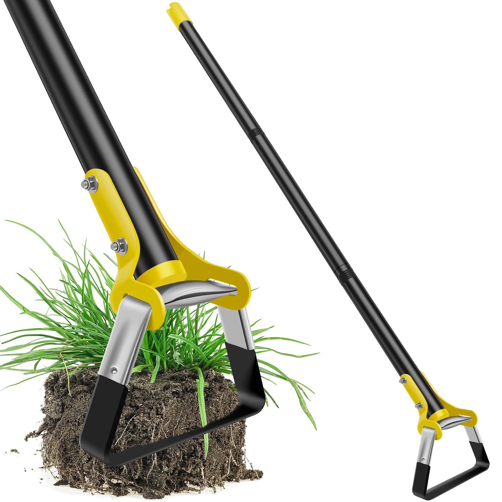 Hula Hoe - Zappa da giardino con manico in acciaio inox, lunghezza regolabile, manico lungo, per allentare il terreno, piantare e coltivare
