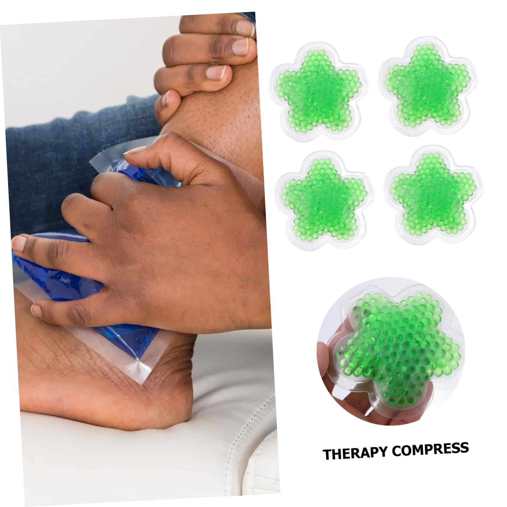 Busta Ghiaccio Gel Riutilizzabile 4 Pezzi Verde in Gel Pvc | Freddo e Caldo, per Skincare Trattamento e Terapia Compressa, Formato Compatto