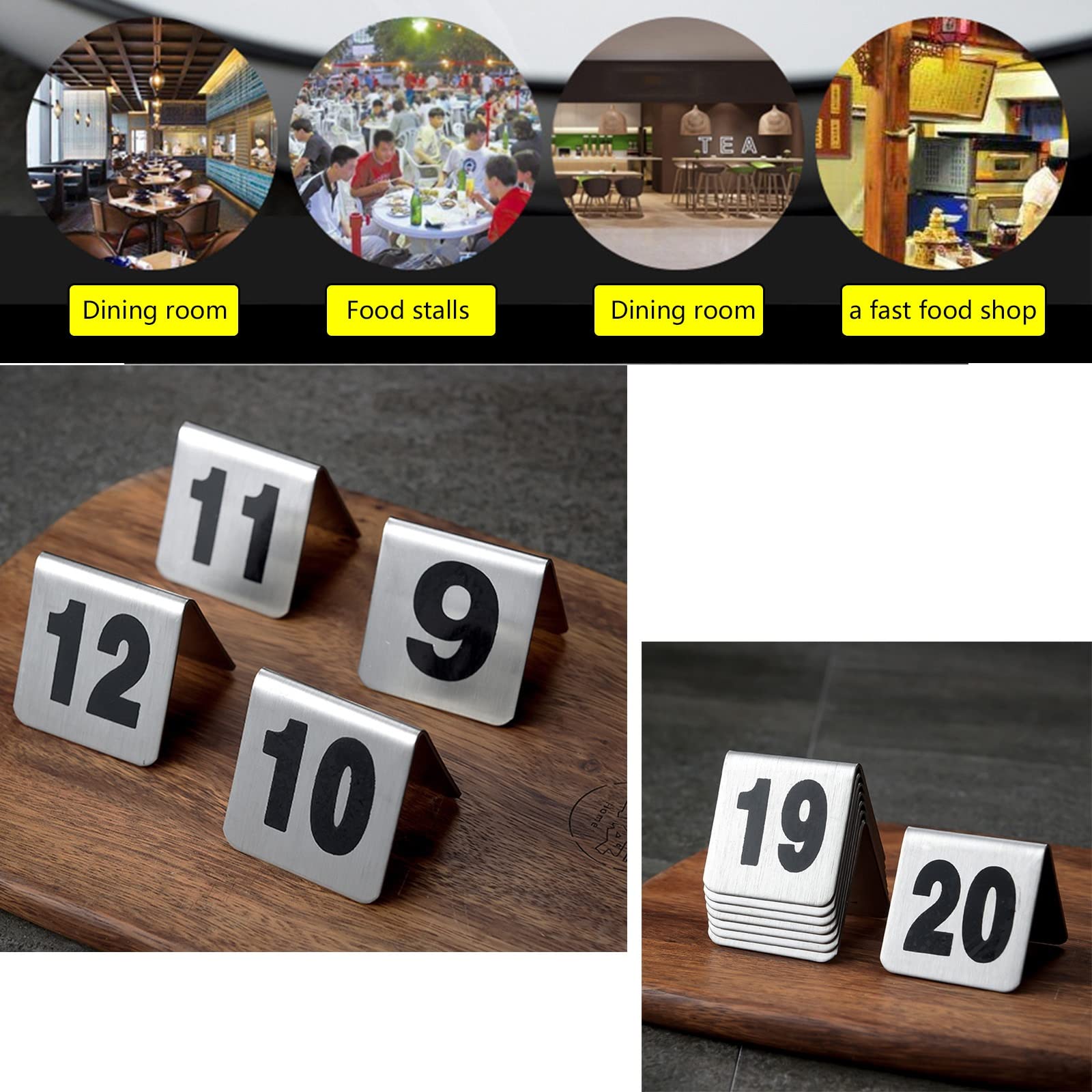 Tischnummernschilder aus Edelstahl für Hochzeiten, Restaurants, Bistros, Tischnummern, stapelbare Tischnummernkarten, Zeltstil, Tischkarten, digitales Schild, Sitzkarte, 1–50/1–100, Nummer