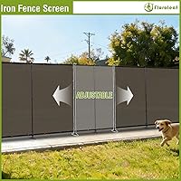 Vista 5 de Juego de valla de privacidad de 5 x 24 pies con postes de hierro, cubierta de red de malla para exteriores, valla de metal temporal con picos