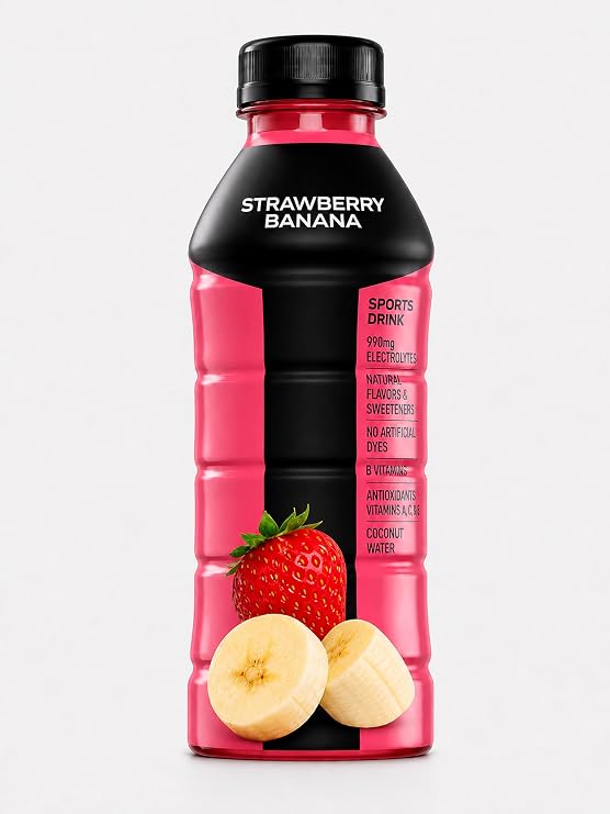 Armor Sports Body Hydration Drink 20oz, 18 CT Variety Pack, Strawberry Banana, Orange Mango, Fruit Punch, Packed With B Vitamins and Antioxidants