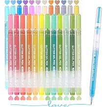 JIZHIYUAN Jumbo Glitter Gel Pens, 24 Colors Sparkly Pen for Adult Coloring