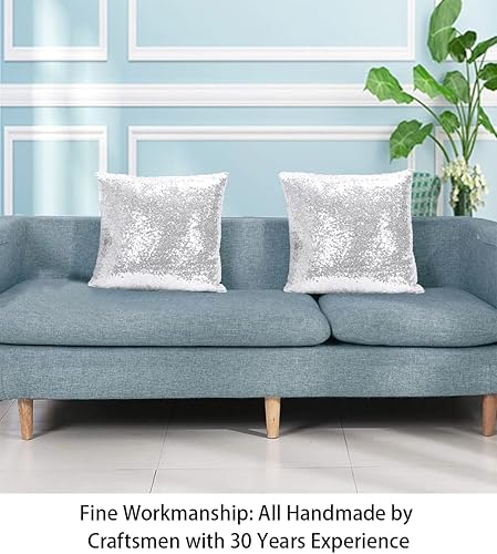 Miniatura 3 de ShinyBeauty Funda de almohada de lentejuelas de 24 x 24 pulgadas, fundas de almohada decorativas de lentejuelas plateadas, funda de cojín para sofá,